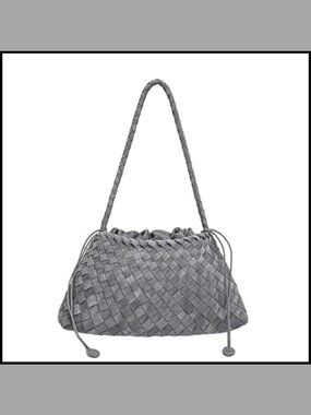 Woven Suede Shoulder Bag Slouchy Underarm Tote Handbag